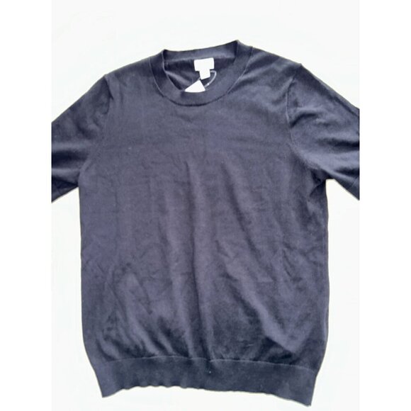 J.Crew Womens Short Sleeve Cotton Crewneck Sweater in Black Size M CF384 - Picture 4 of 9